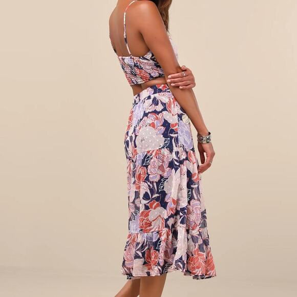 Floating Through Flowers Multi Floral Two-Piece Midi Dress - Picture 4 of 4